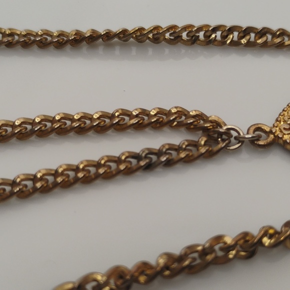 Whimsical Gold tone and Orange Layered Necklace Acrylic Gems - Picture 9 of 9